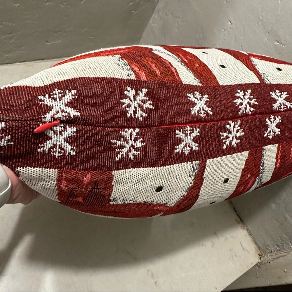 Christmas Tapestry Fabric Pillow Winter Snowman Family Double Sided 18x18